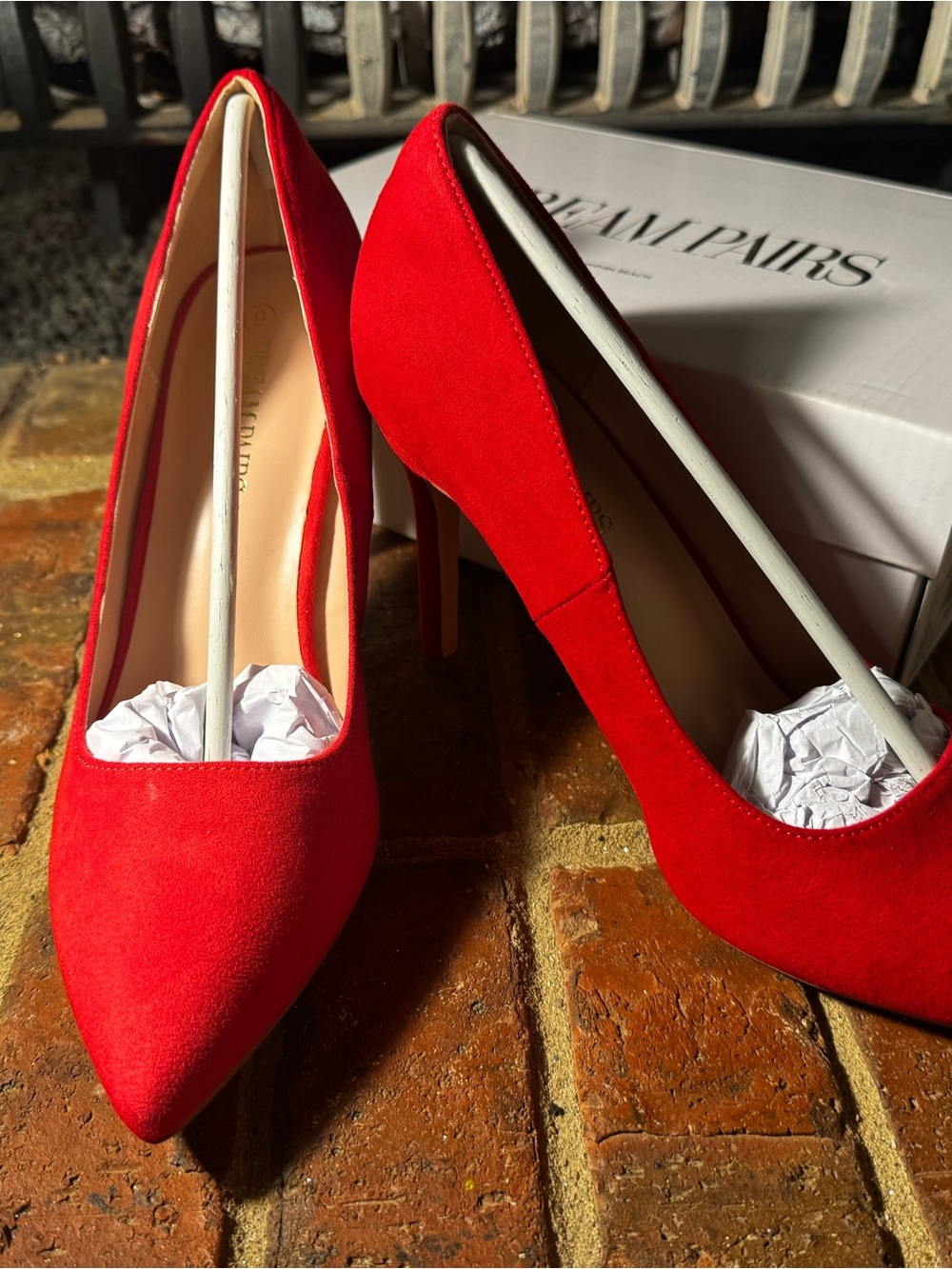 Dream Pairs Red Suede Pointed-Toe High Heels